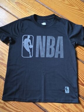 NBA Black and Gray Logo Tee Reflective Kids Small